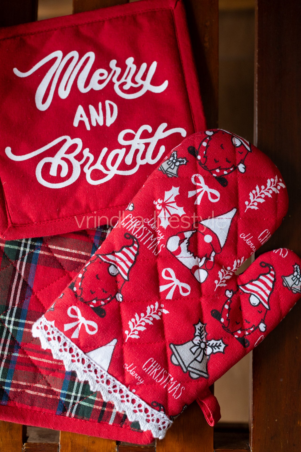 Oven gloves with pot holder-2 piece-gift set