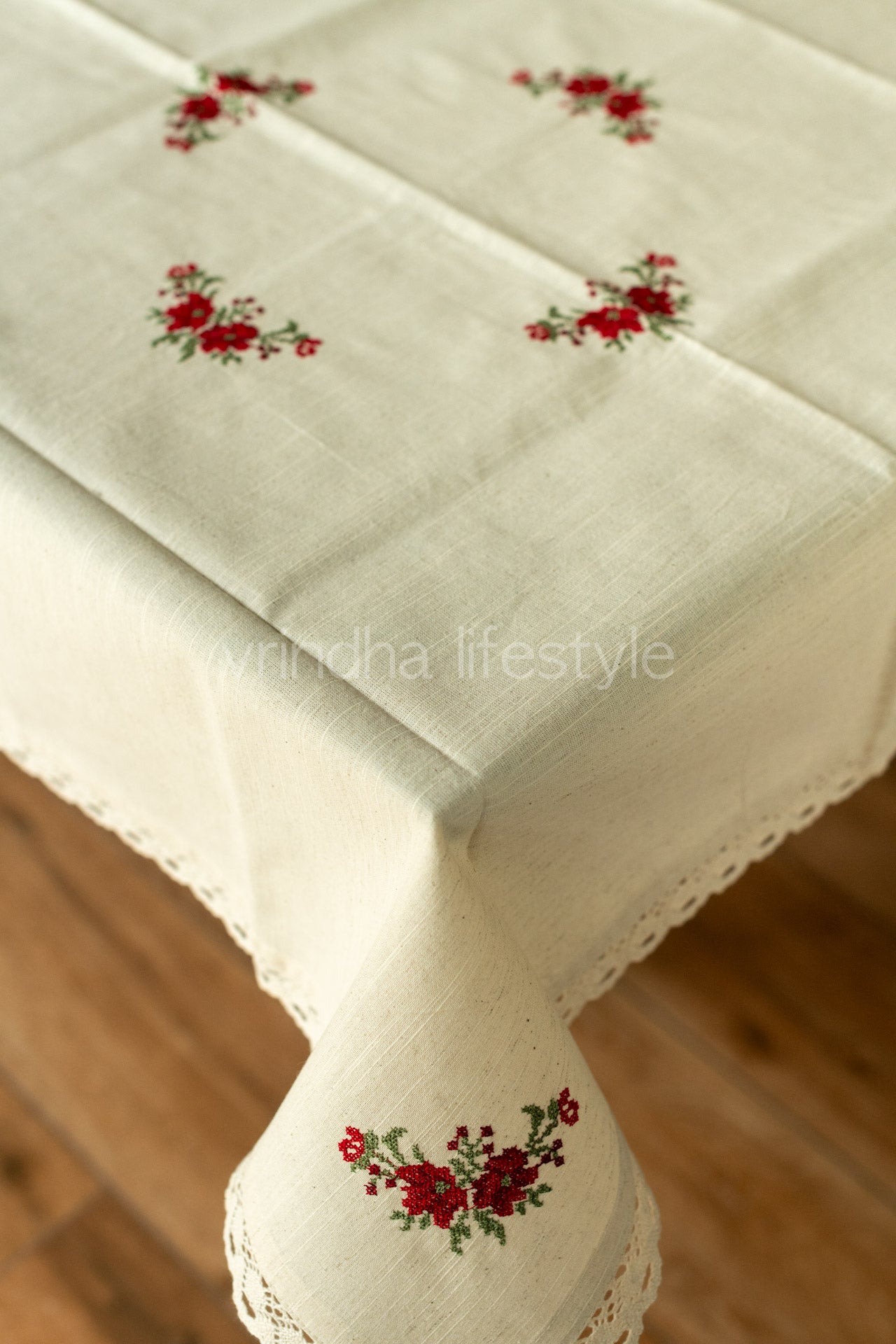 COFFEE TABLE CLOTH with cross stitch embroidery -32x32 inches-customisable