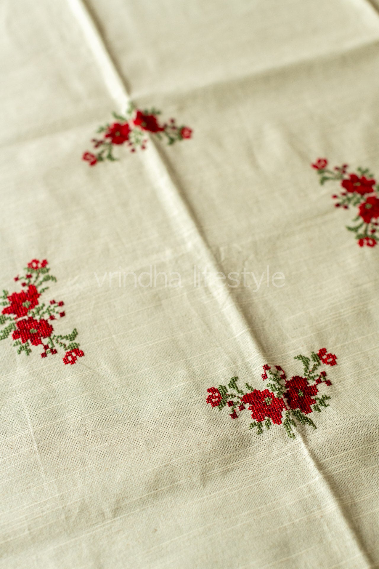 COFFEE TABLE CLOTH with cross stitch embroidery -32x32 inches-customisable