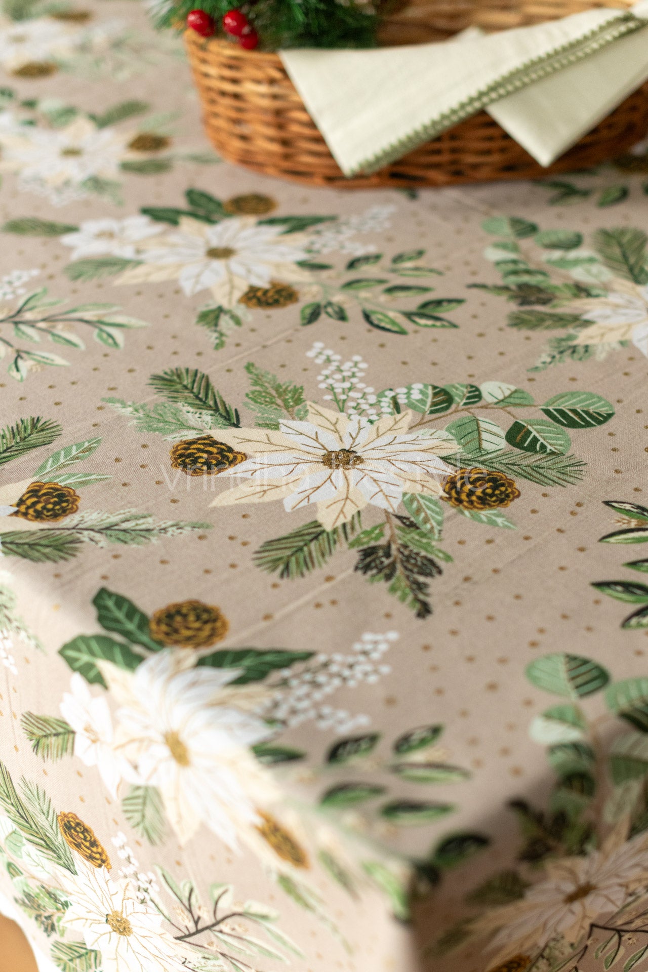 Cotton printed table cover with lace detailing-coffee table cover customisable