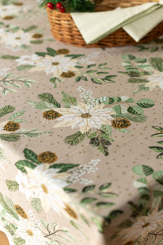 Cotton printed table cover with lace detailing-coffee table cover customisable