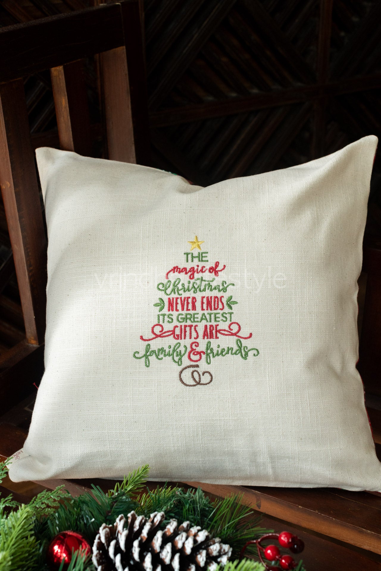 Cotton cushion cover with embroidery -Single unit- 16x16 -customisable