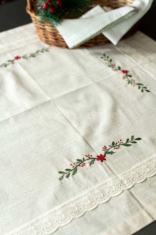 COFFEE TABLE CLOTH with cross stitch embroidery -29x29 inches-customisable