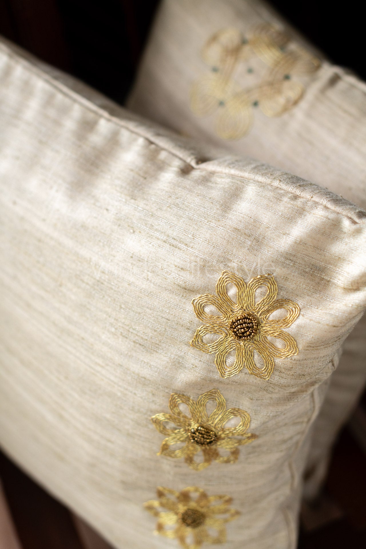 SEMI JUTE SILK CUSHION COVERS with embroidery -Single Unit-Customisable