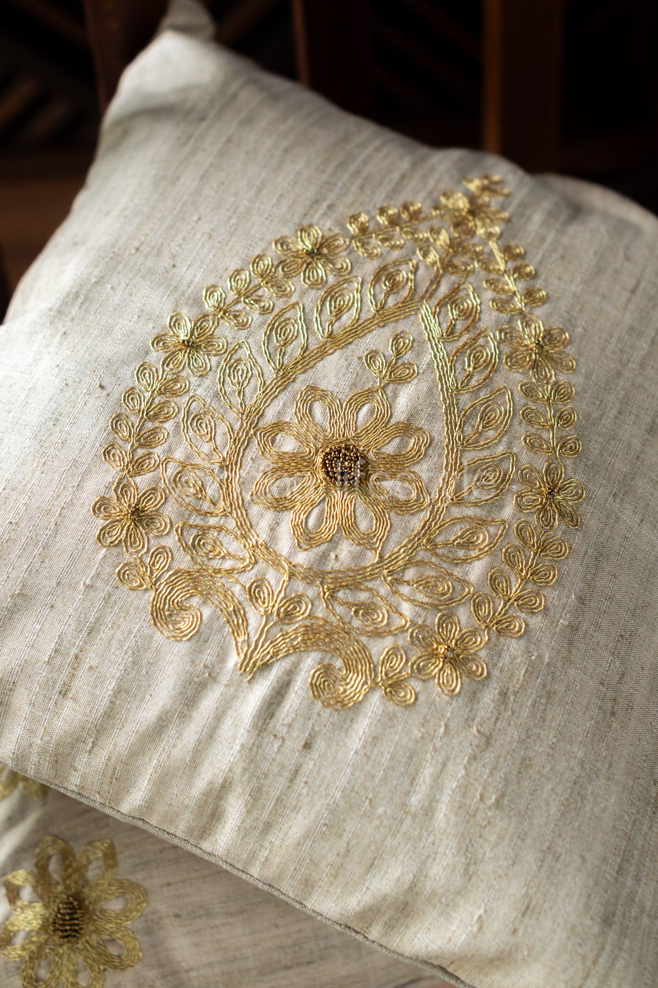 SEMI JUTE SILK CUSHION COVERS with embroidery -Single Unit-Customisable