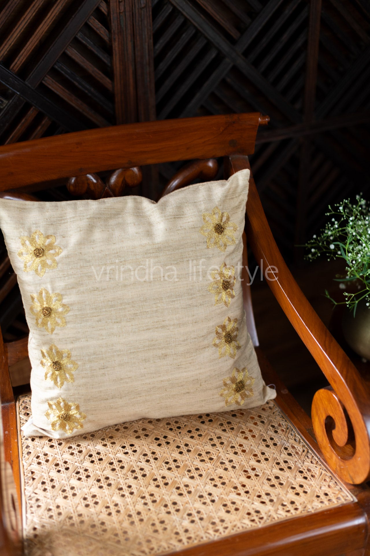 SEMI JUTE SILK CUSHION COVERS with embroidery -Single Unit-Customisable