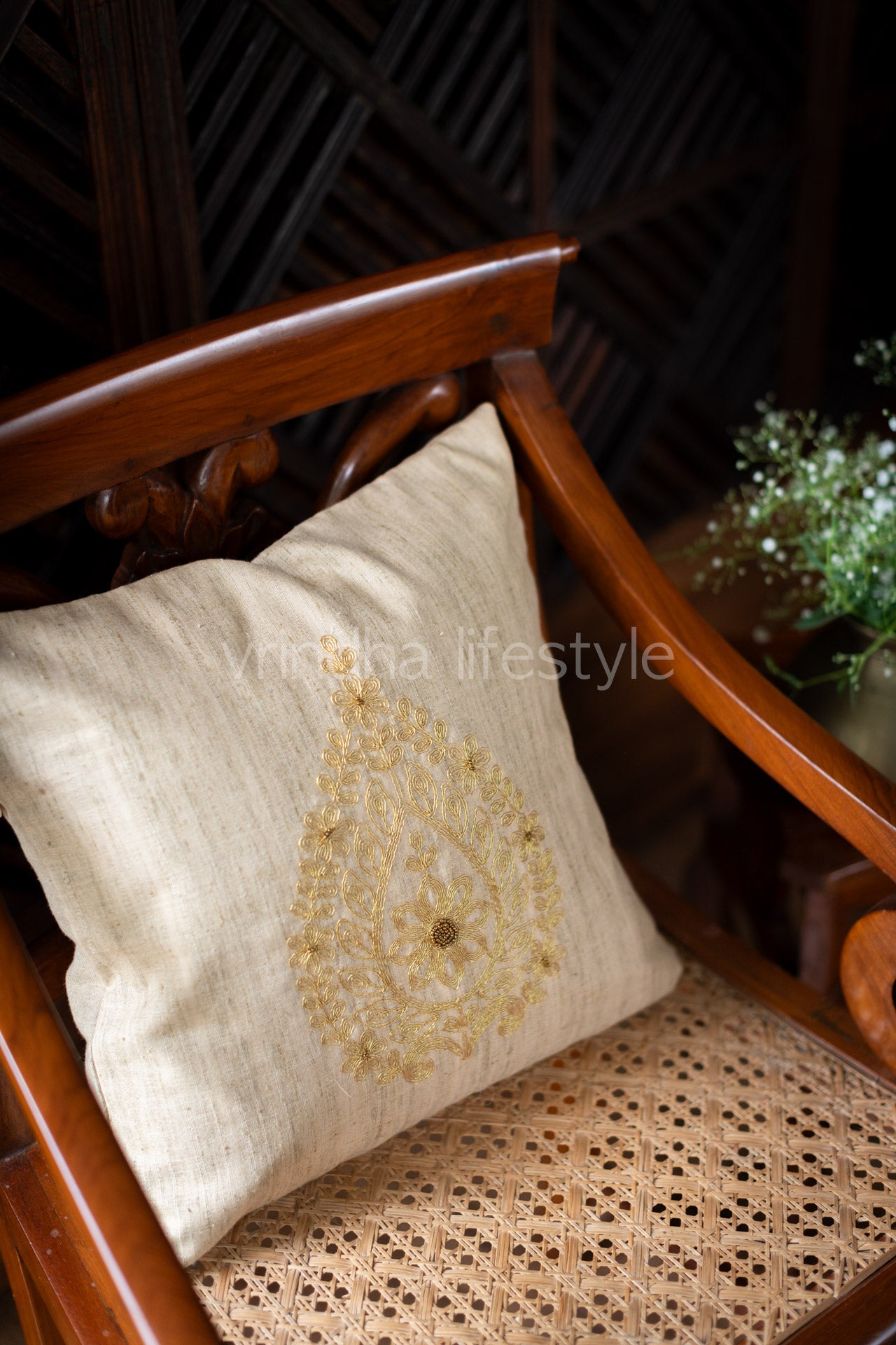 SEMI JUTE SILK CUSHION COVERS with embroidery -Single Unit-Customisable