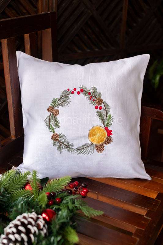 Cotton cushion cover with embroidery -Single unit- 16x16 inches-customisable