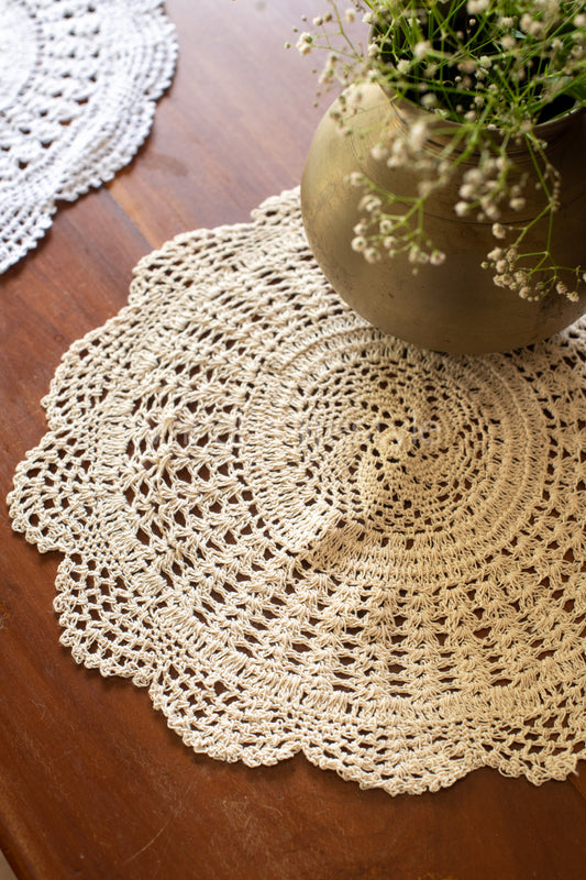 Crochet Doilies-Off white-12 inches-set of 2