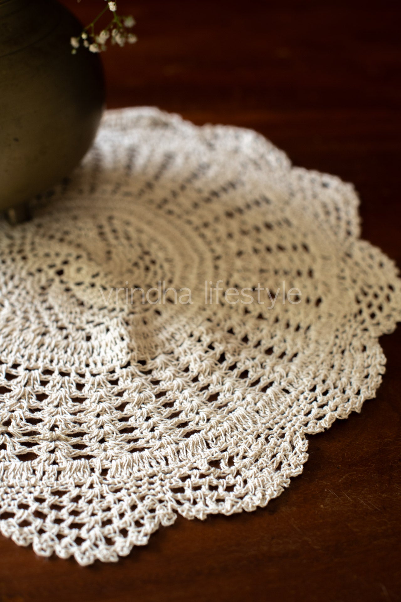 Crochet Doilies-Off white-12 inches-set of 2