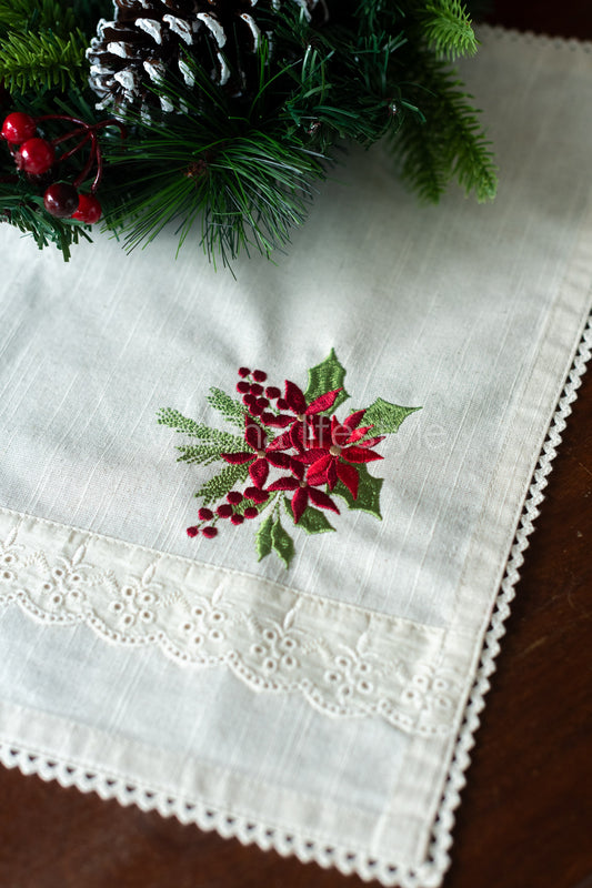 Cotton tray mat with embroidery and lace detailing- customisable