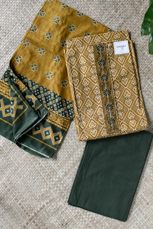 COTTON SALWAR MATERIAL with neck embroidery