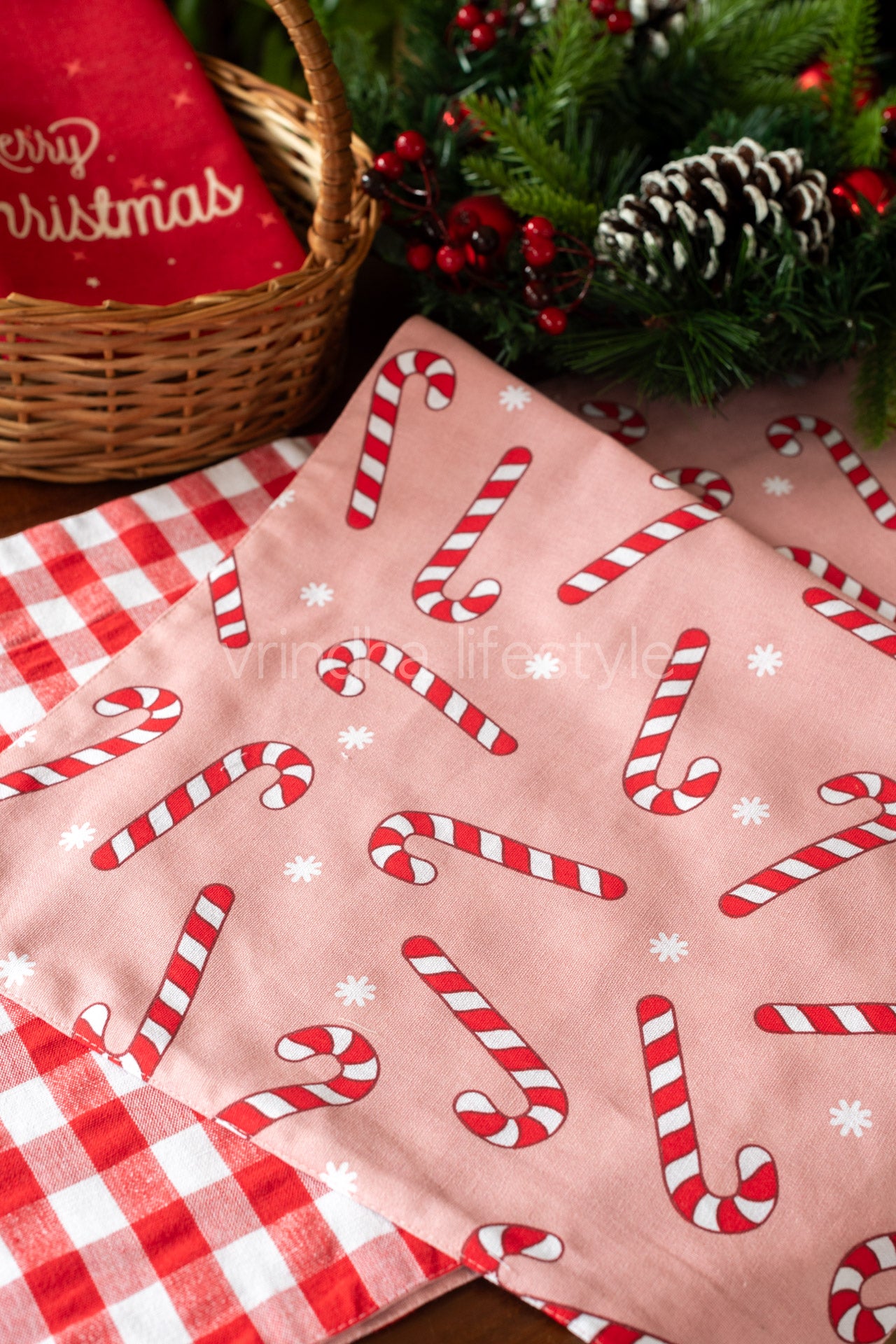 Reversible cotton table runner -14x66 inches-customisable