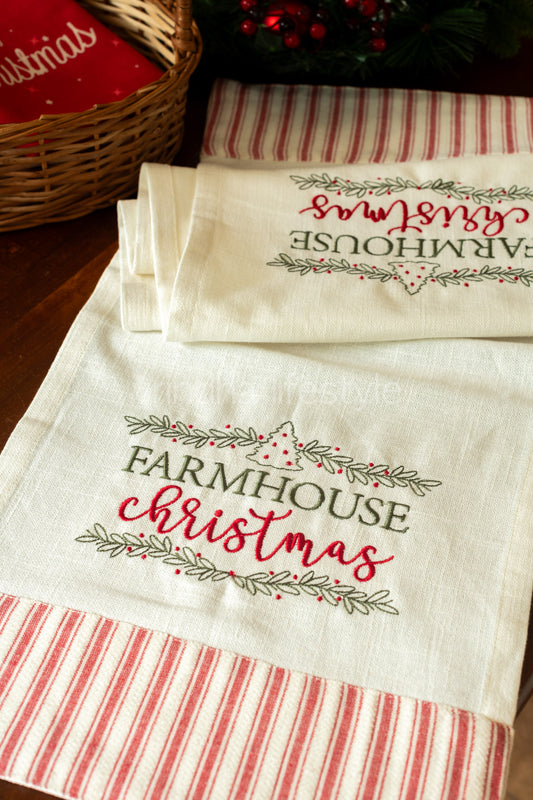 Cotton table runner with embroidery and lace detailing - 12.5x56 inches-customisable