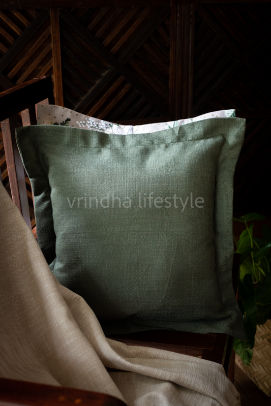 JUTE COTTON CUSHION COVERS,with flap opening-Single unit