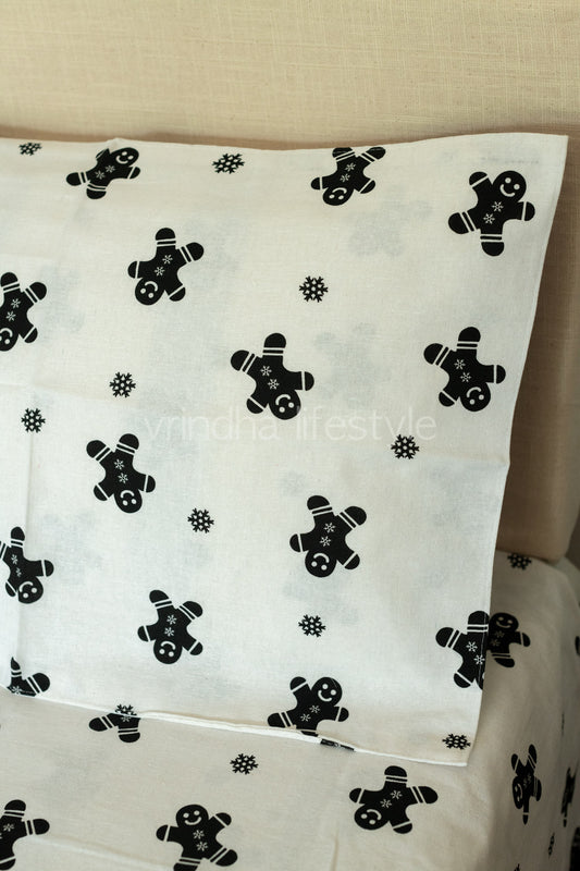 COTTON PRINTED BEDSHEET WITH PLAIN BORDER-queen size