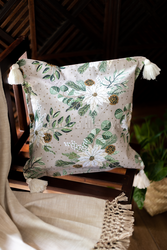 PRINTED COTTON CUSHION COVERS with tassels-Single Unit