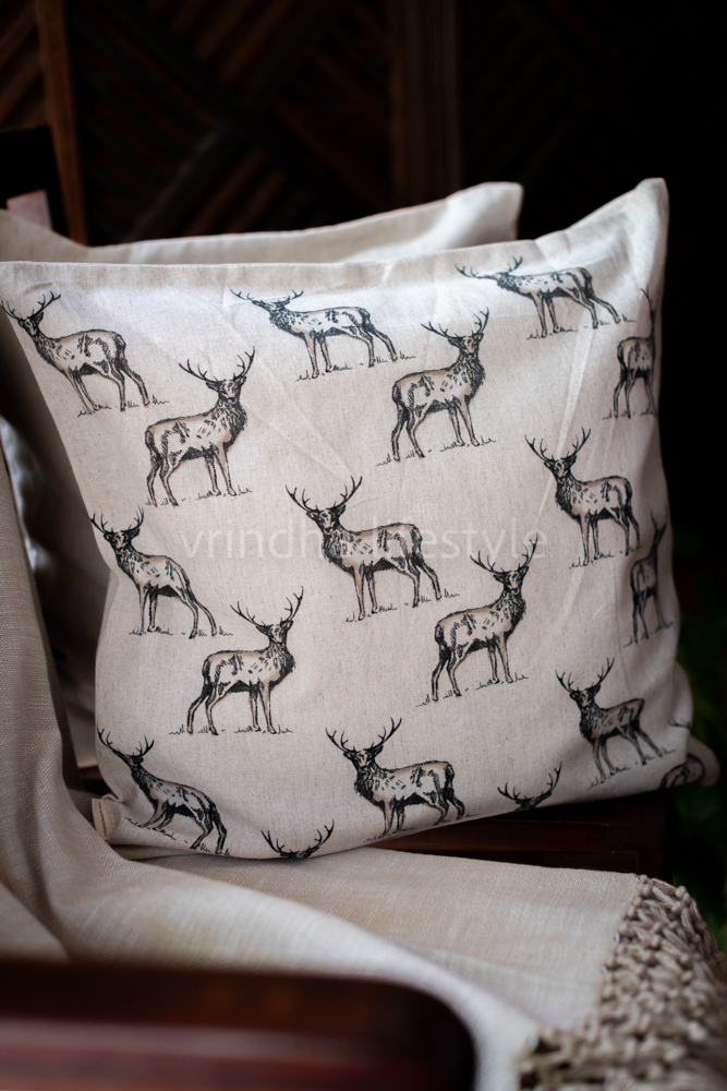 REVERSIBLE CUSHION COVER-printed cotton,18 inches-Set of two