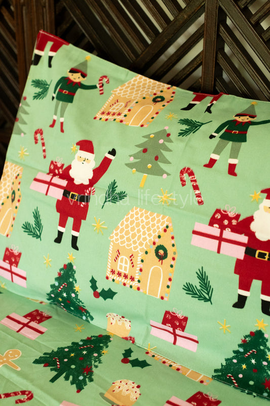 COTTON PRINTED BEDSHEET WITH PLAIN BORDER-queen size