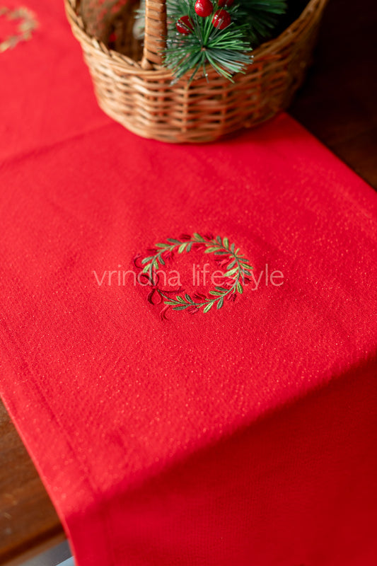Cotton lurex table runner with embroidery -13x62 inches-customisable