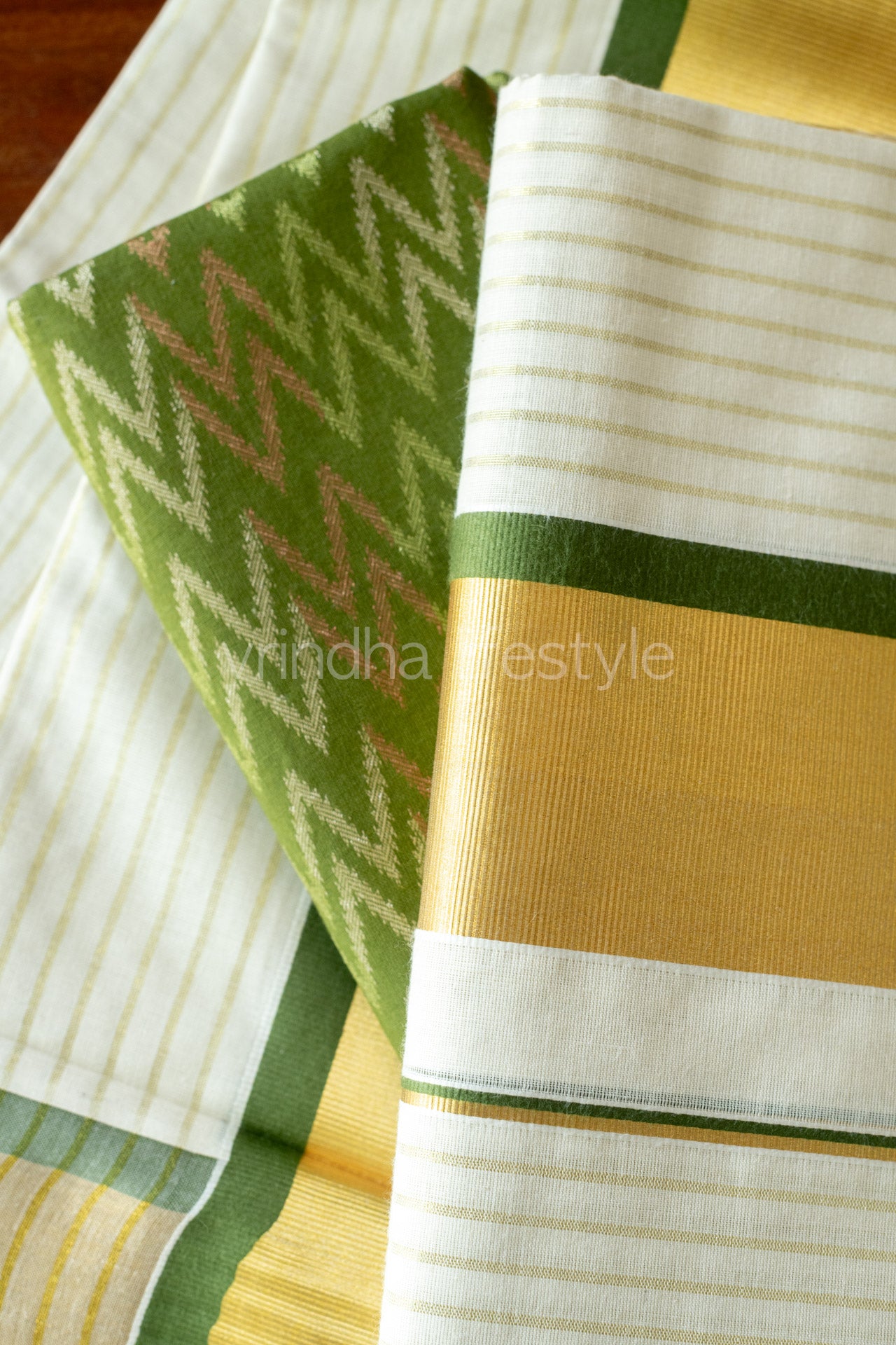 Kerala Set Mundu-sap green