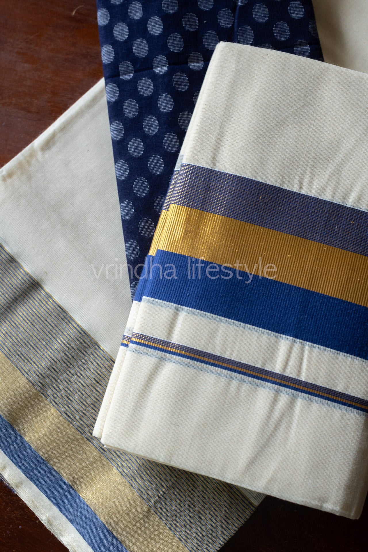 Kerala Kasavu Set Mundu -Blue