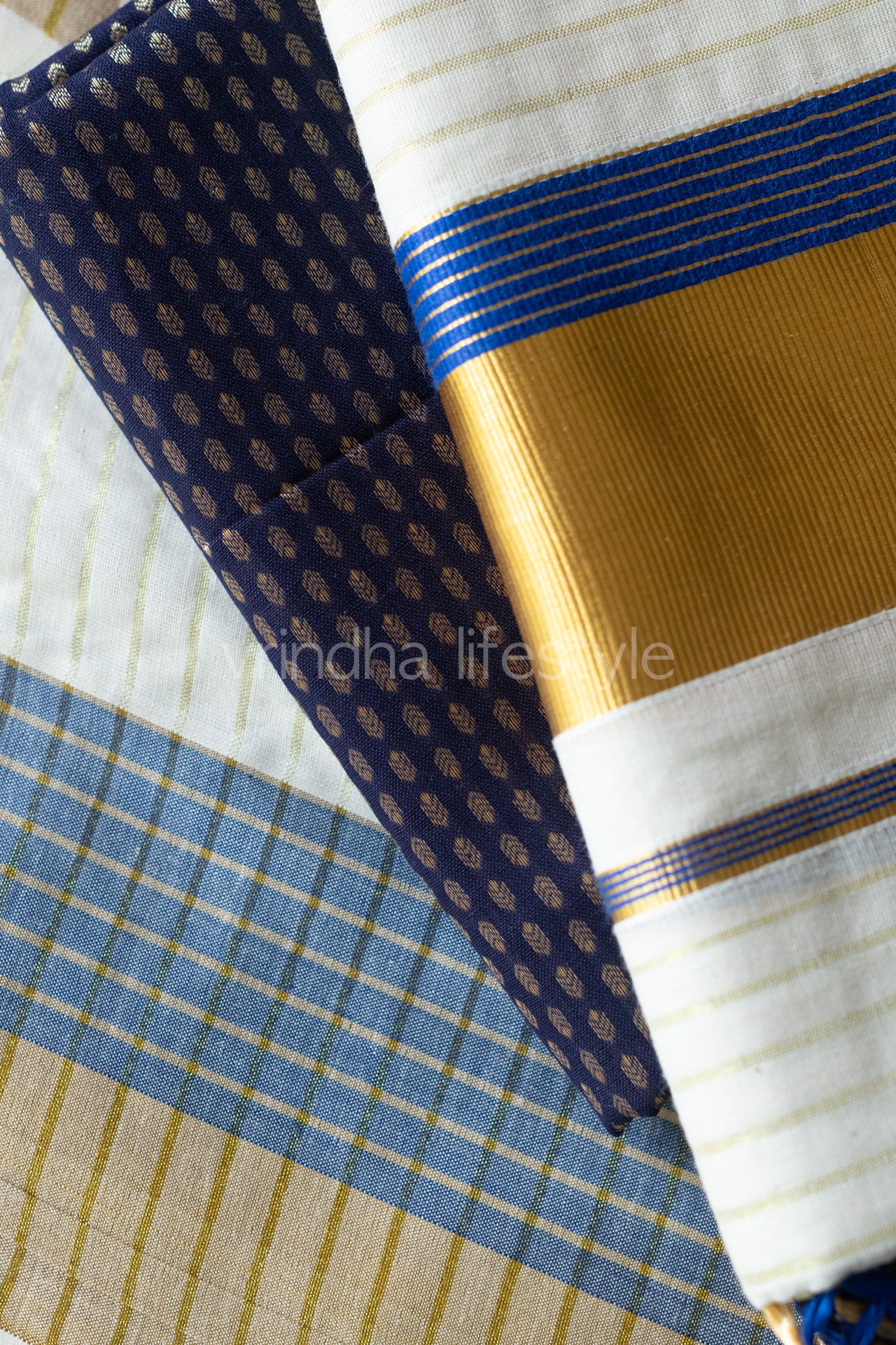 Kerala Kasavu Set Mundu-Blue