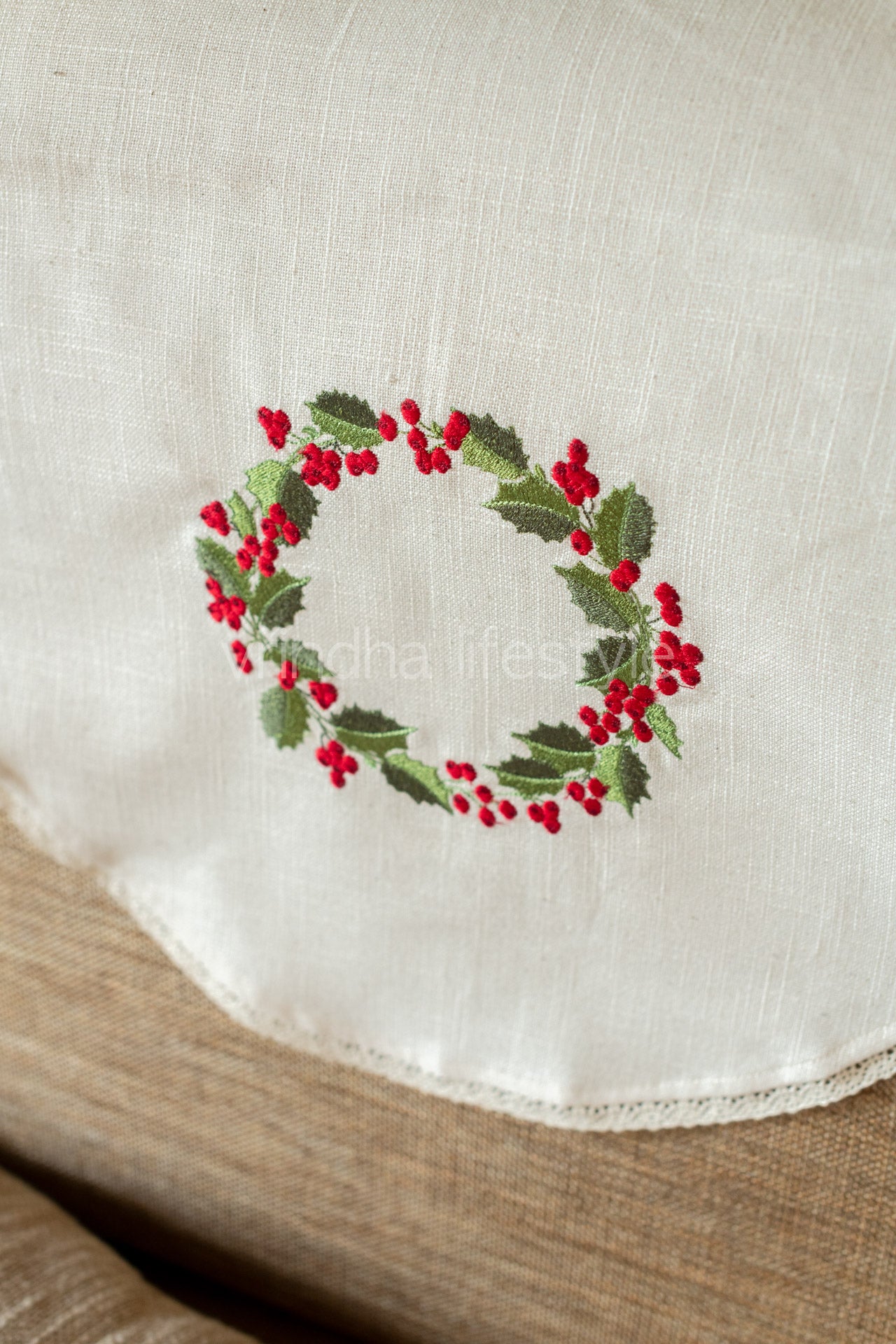 PREMIUM SOFA BACK COVER-with embroidery and lace detailing -Single unit