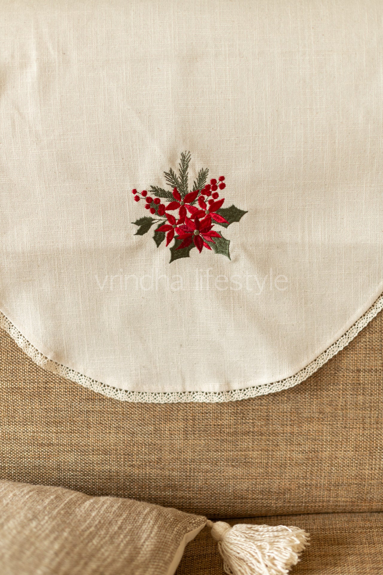 SOFA BACK COVER-with embroidery and lace detailing -Set of 5