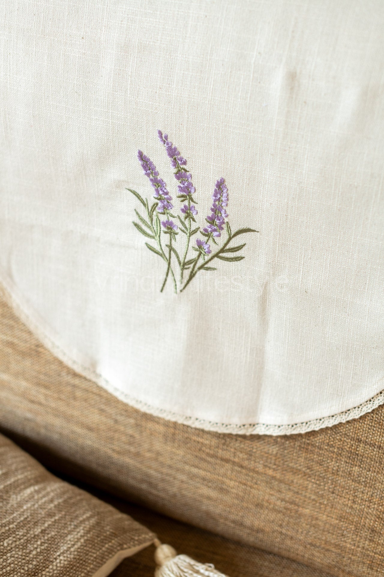 SOFA BACK COVER-with embroidery and lace detailing -Set of 5