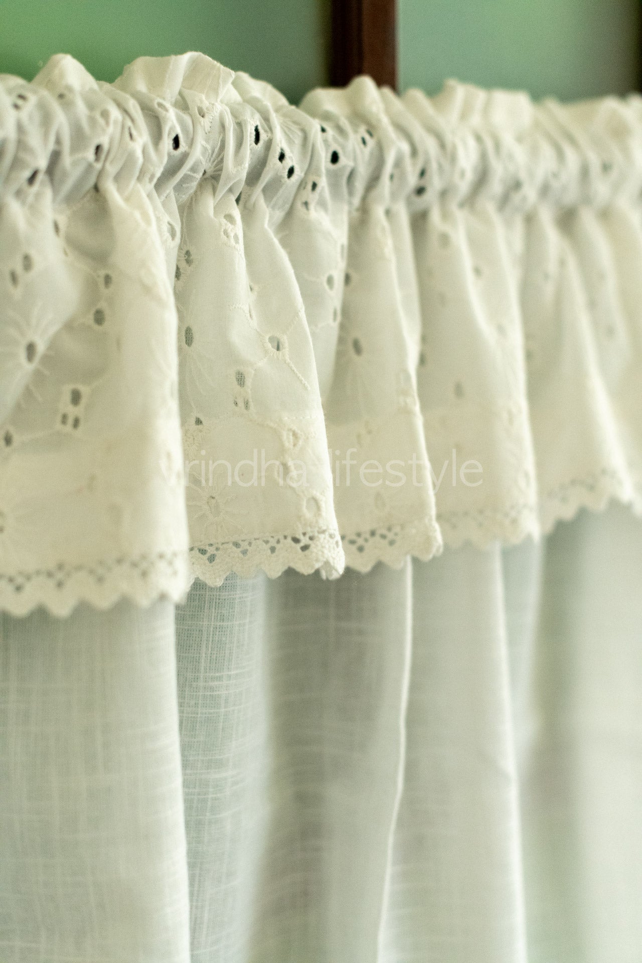 KITCHEN VALANCE-Cotton Hakoba and slub fabric with frill(customisable )