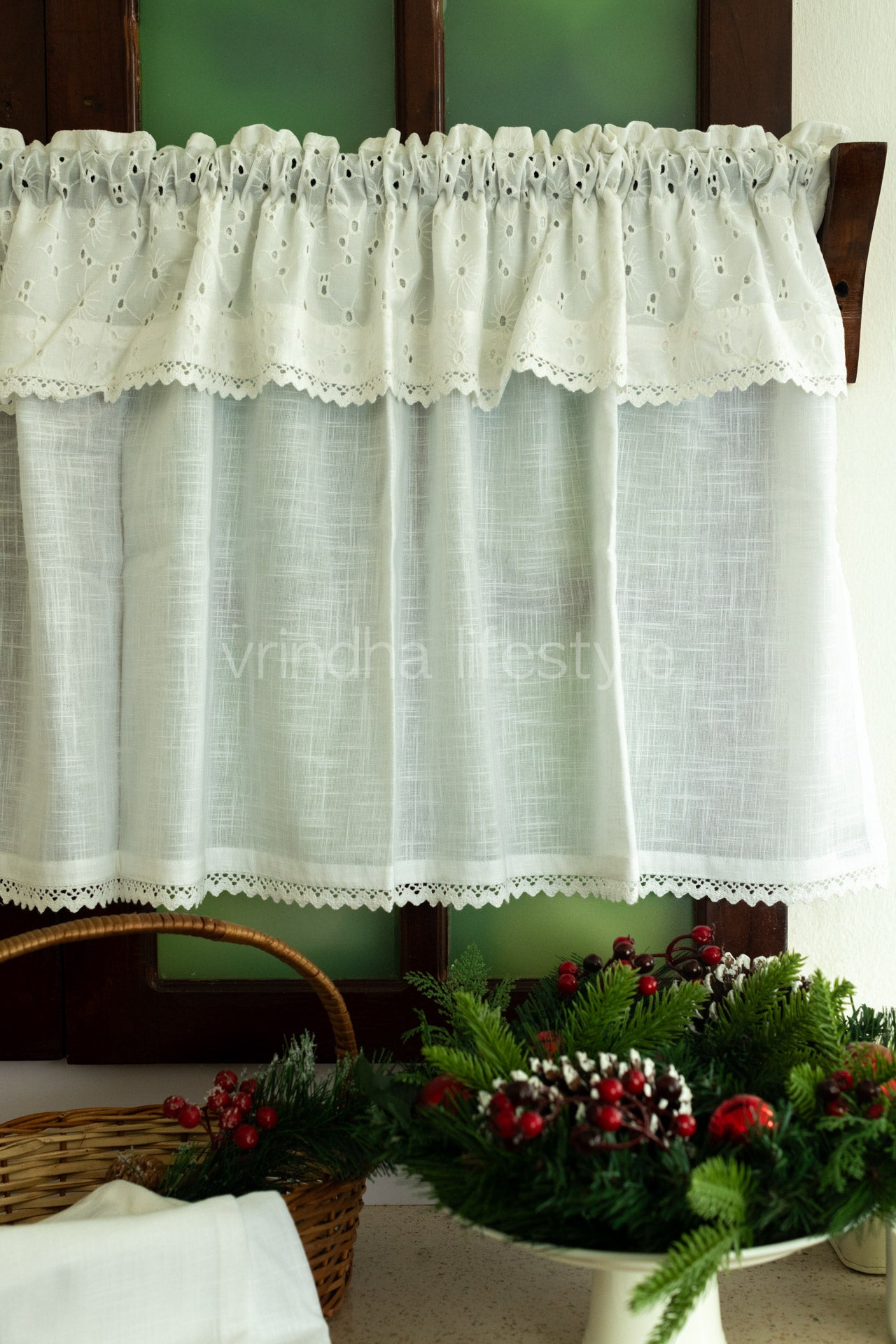 KITCHEN VALANCE-Cotton Hakoba and slub fabric with frill(customisable )