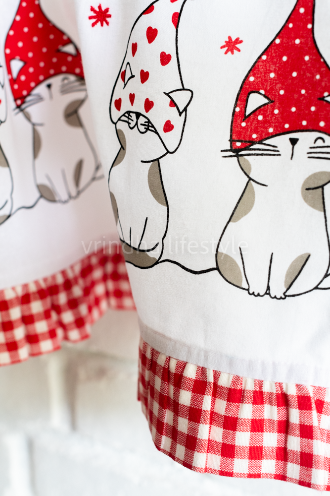 KITCHEN VALANCE-Cotton  with red gingham frill