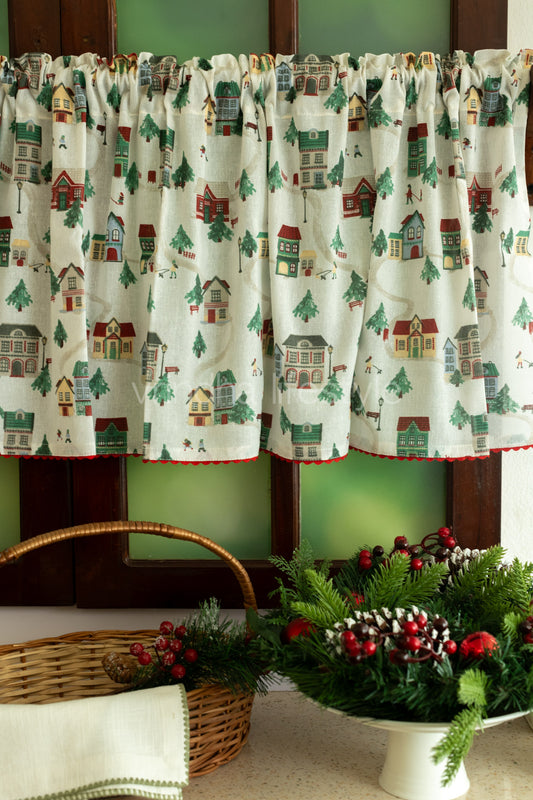KITCHEN VALANCE-Cotton printed( with lace detailing(customisable )