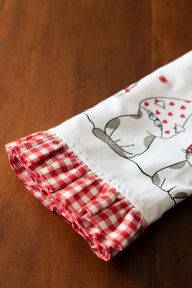 KITCHEN VALANCE-Cotton  with red gingham frill