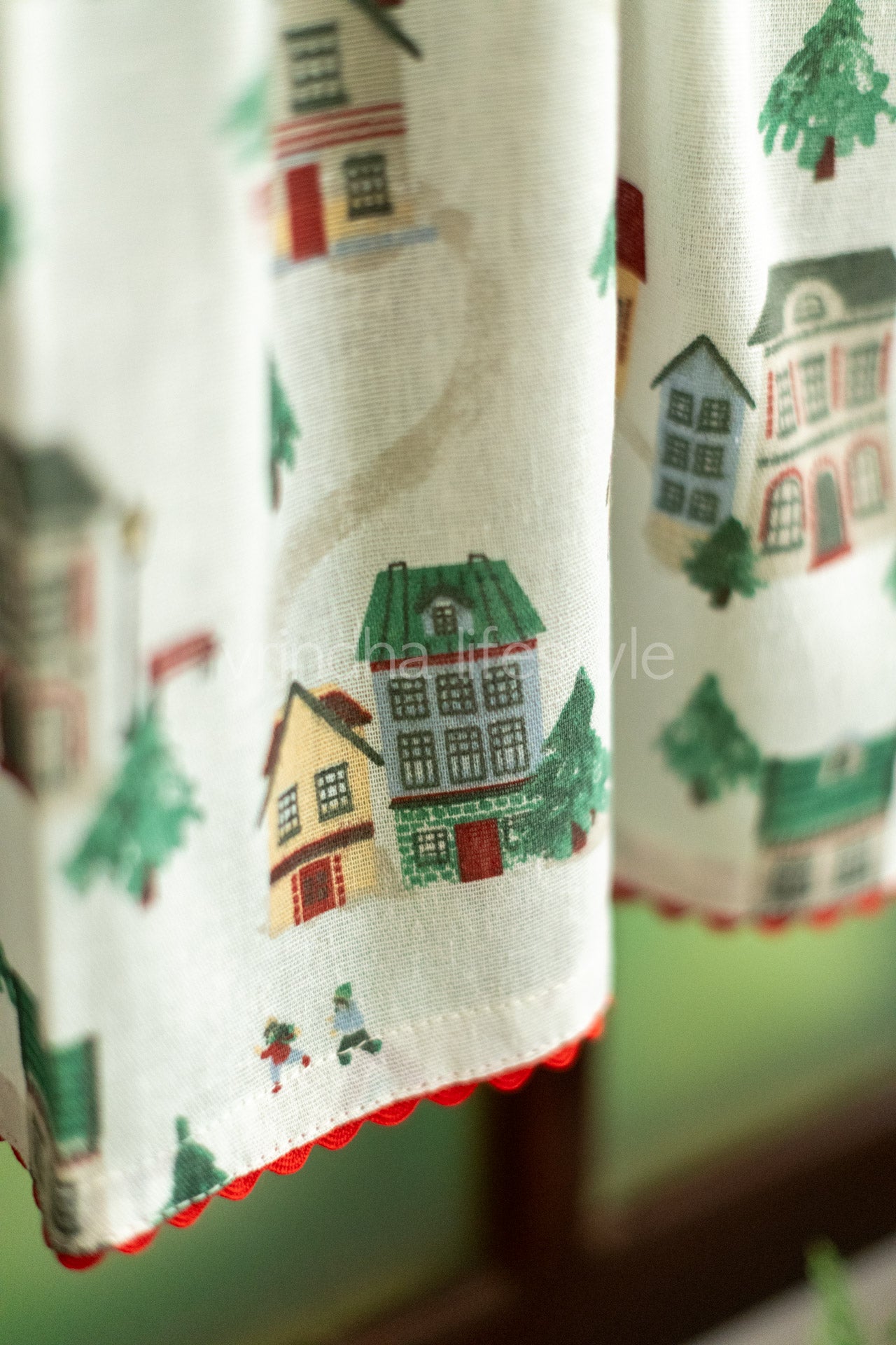 KITCHEN VALANCE-Cotton printed( with lace detailing(customisable )