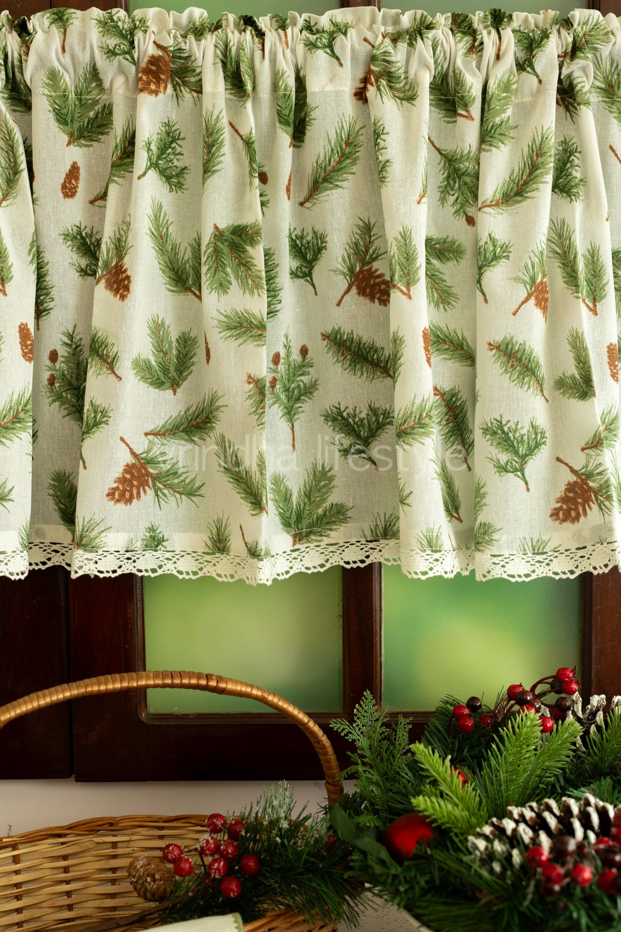 KITCHEN VALANCE-Cotton printed( with lace detailing(customisable )