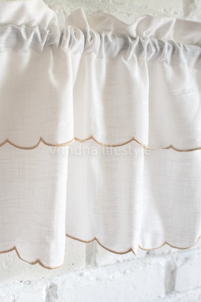 KITCHEN VALANCE-Cotton slub -scallop border