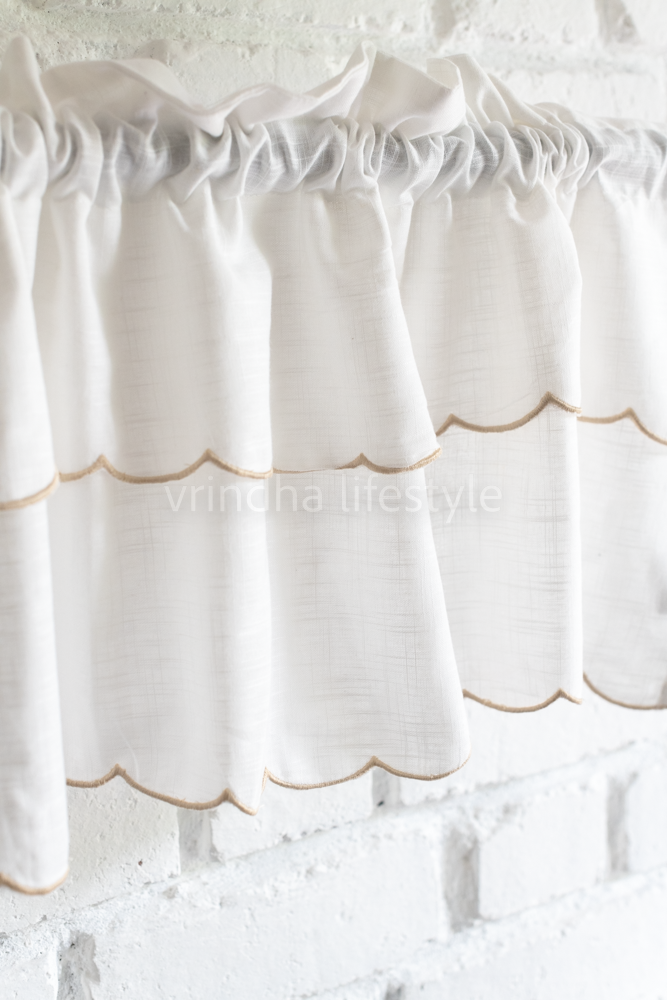 KITCHEN VALANCE-Cotton slub -scallop border