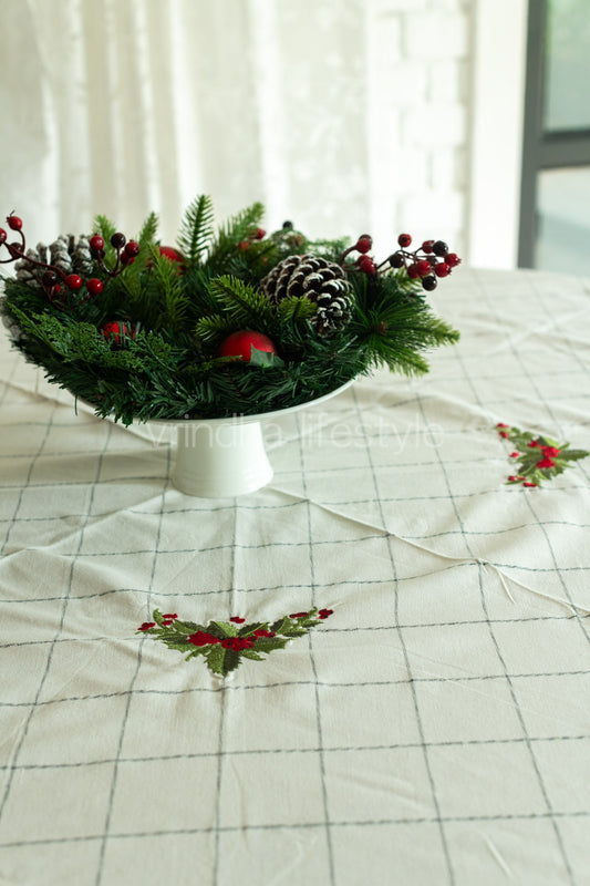 Round table cloth with embroidery -72 inches-4/6 seater