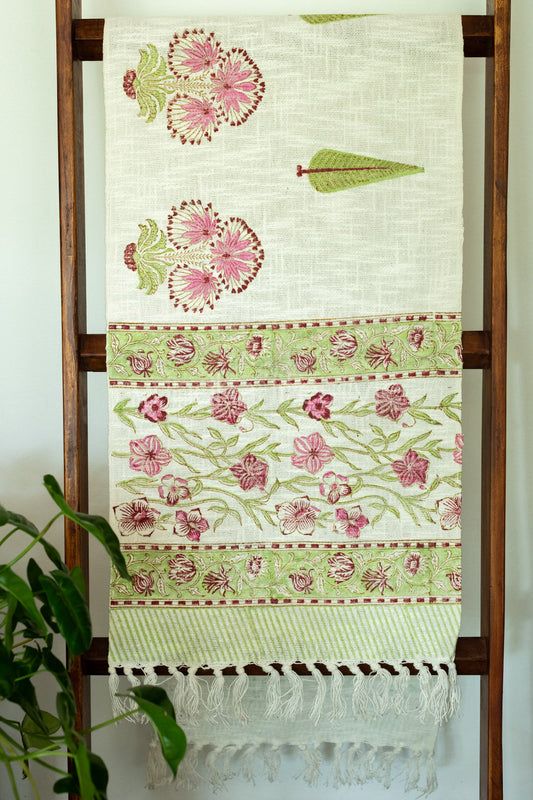 Hand Block printed TNT table runner-Jute