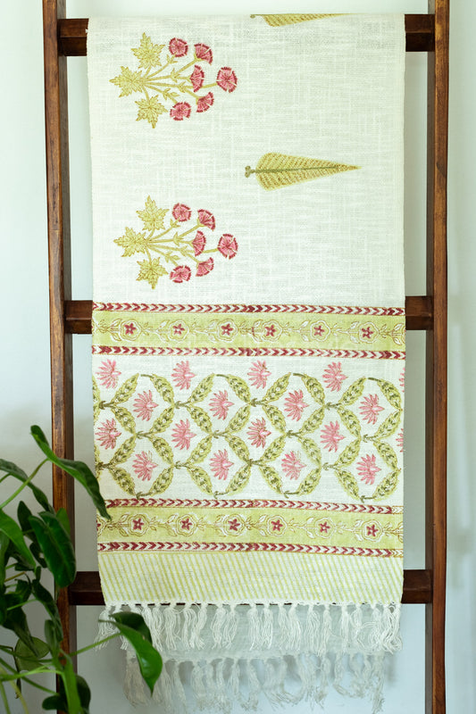 Hand Block printed TNT table runner-Jute