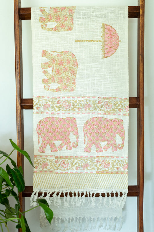 Hand Block printed TNT table runner-Jute