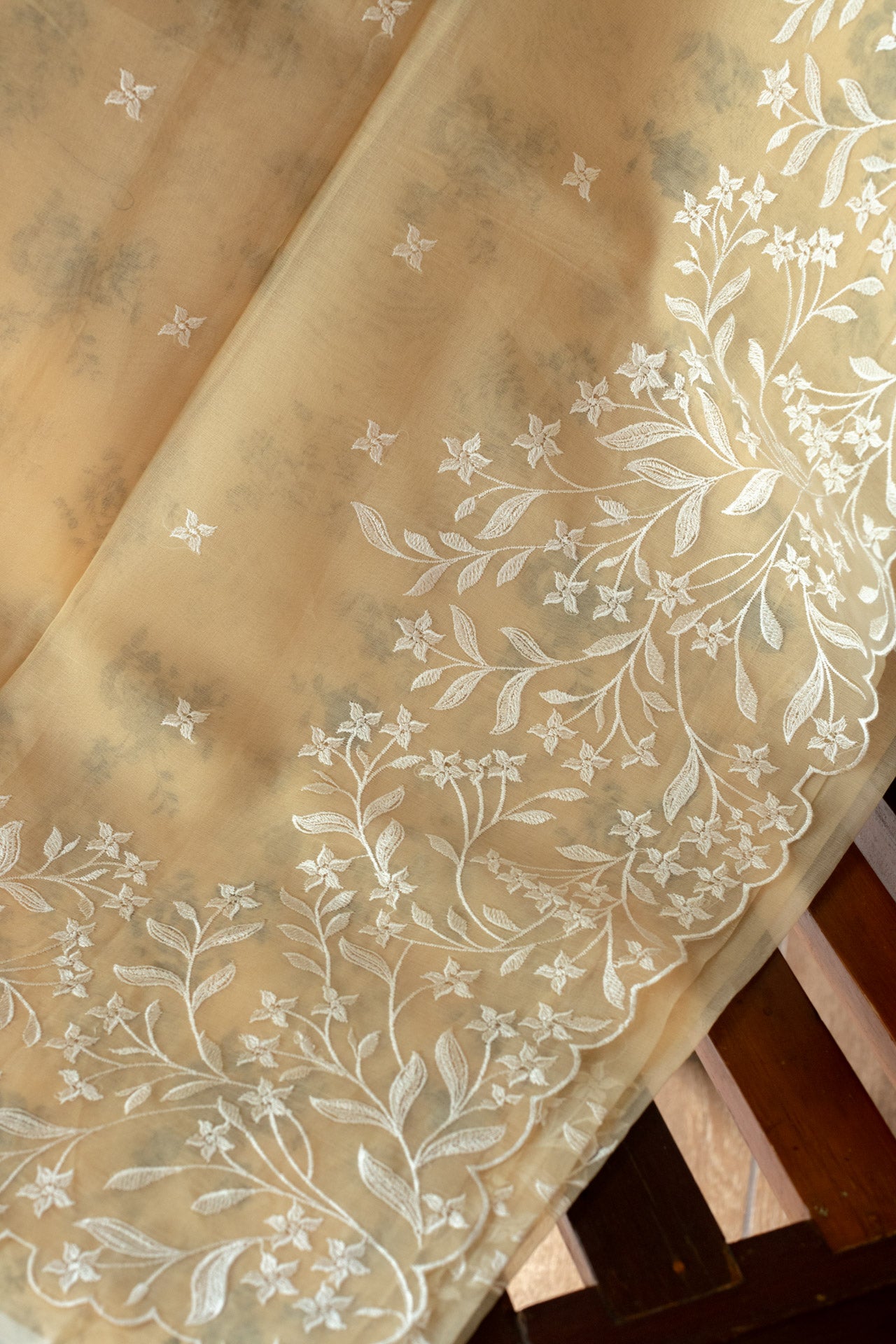 Embroidered semi organza saree