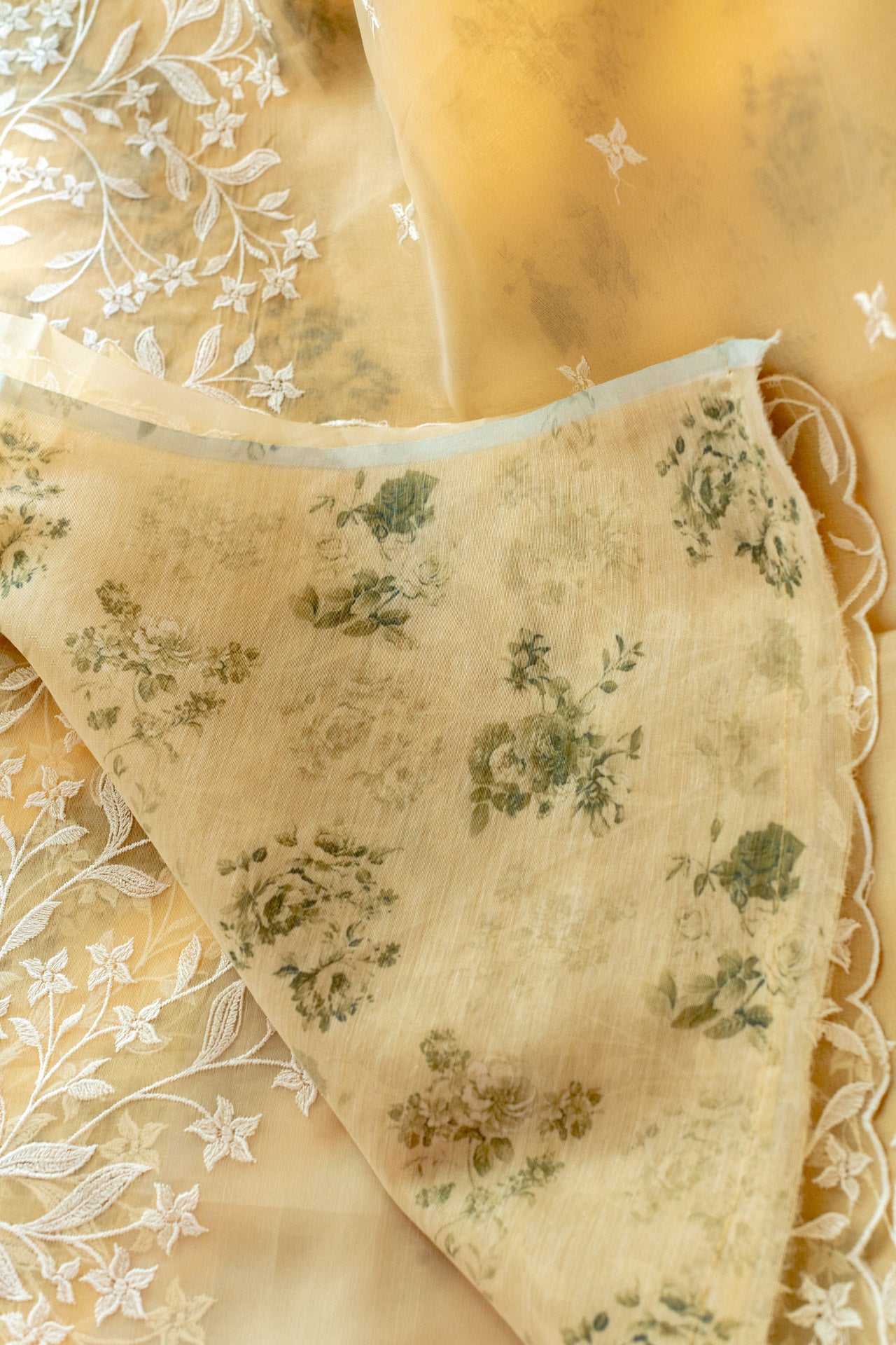 Embroidered semi organza saree