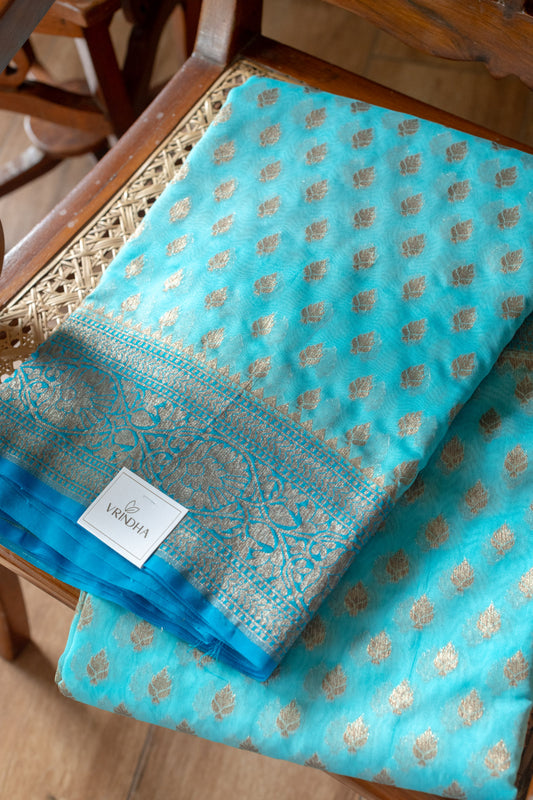 Semi Banarasi Georgette Saree-antique zari
