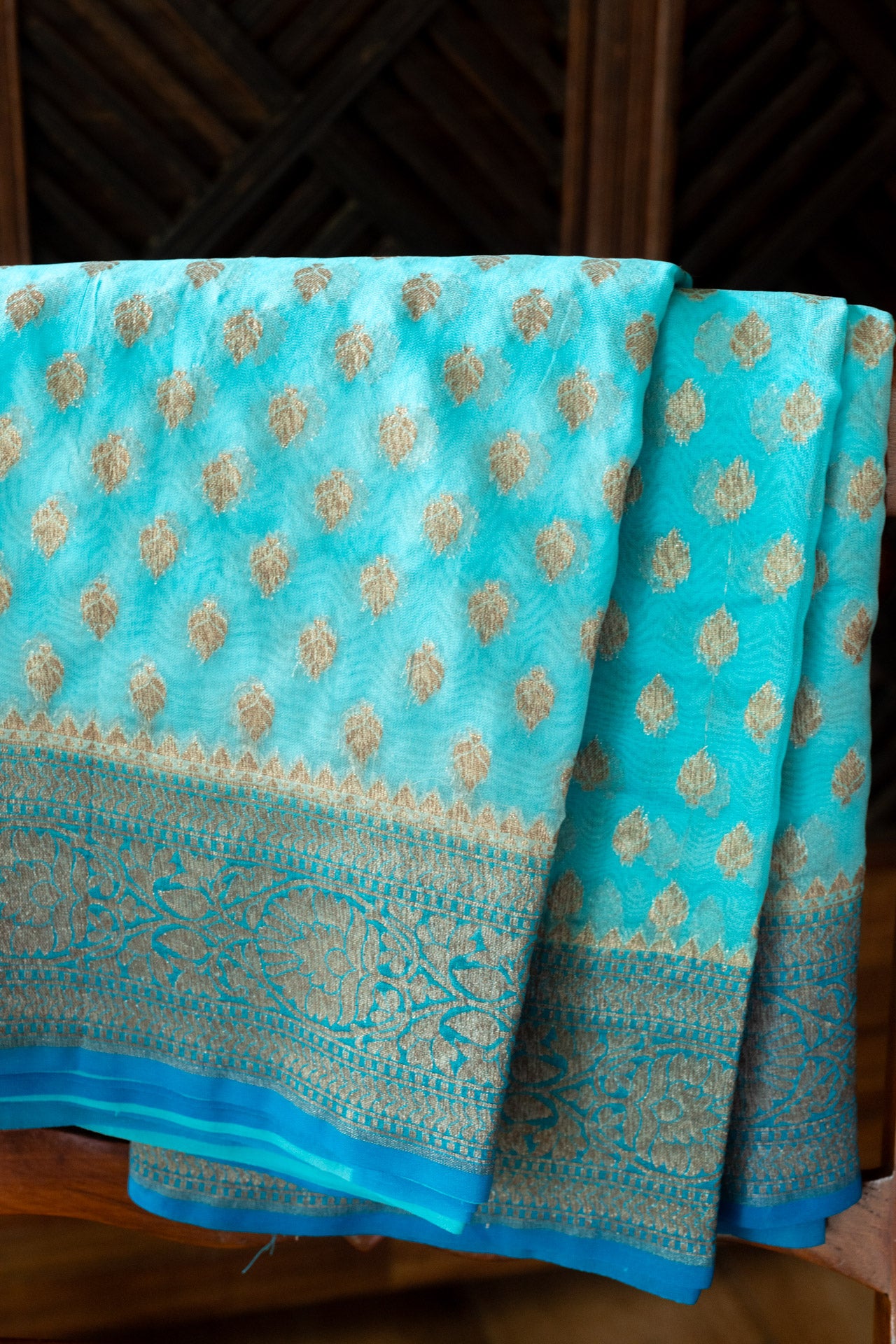 Semi Banarasi Georgette Saree-antique zari