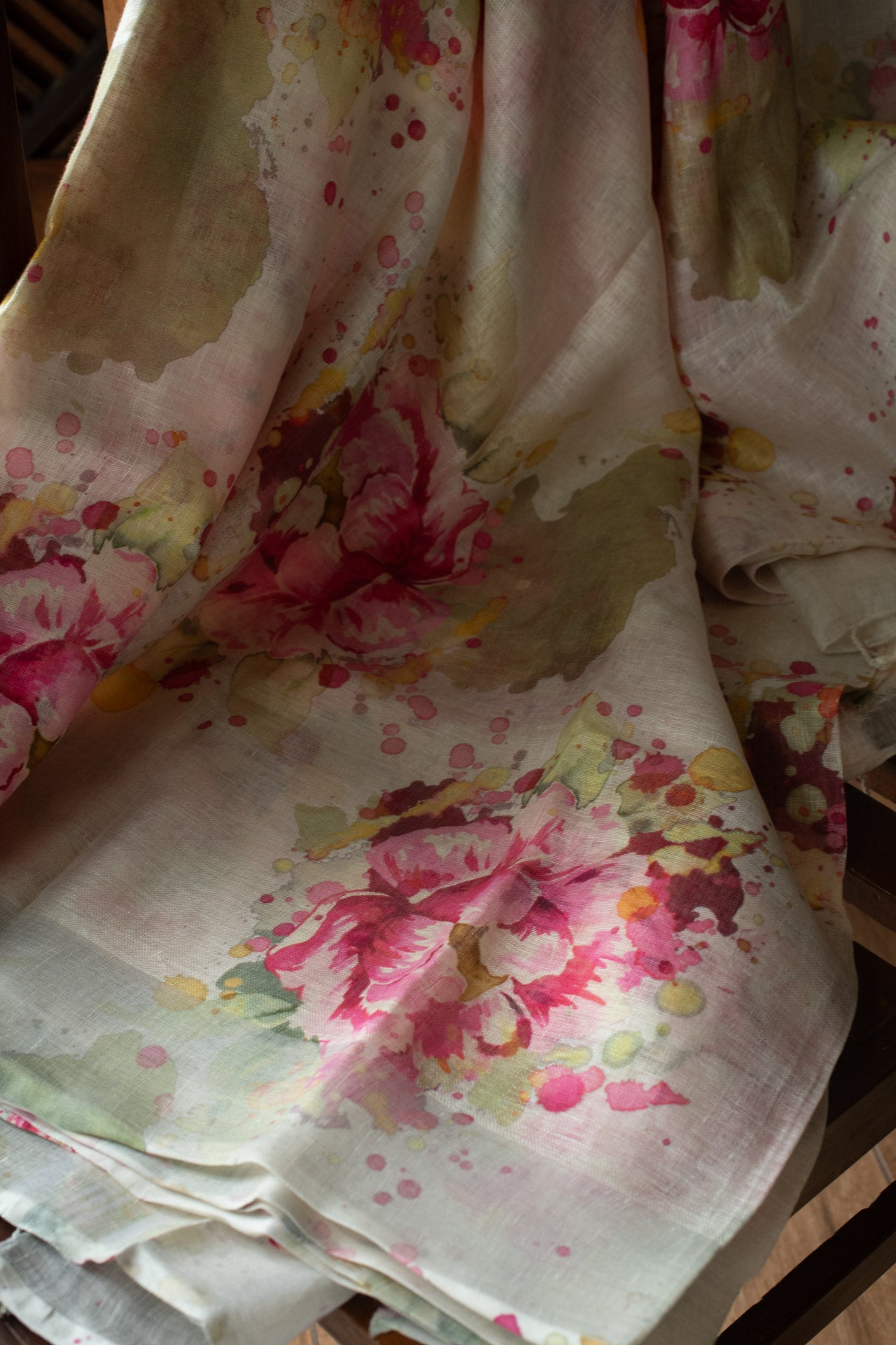 Printed pure Linen  saree
