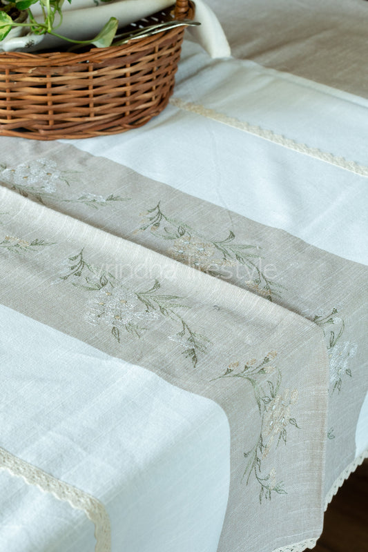 COTTON TABLE CLOTH with embroidery -4/6 seater