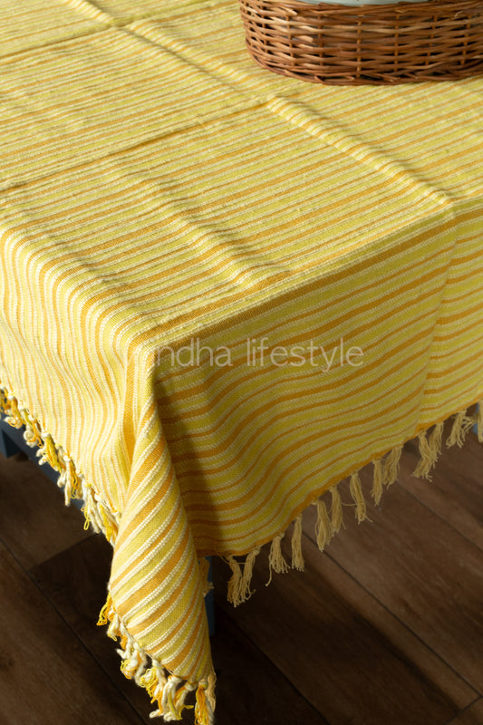 Jute cotton stripes cloth with tassels-coffee table